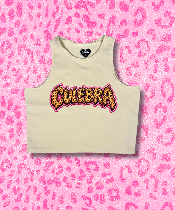 Crop top llamas de leopardo