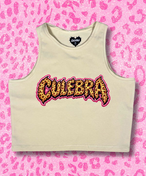 Alternative view of Crop top llamas de leopardo